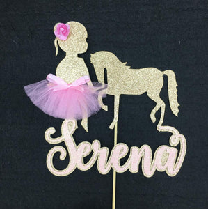 Personalized Ballerina Pony Party Cake Topper