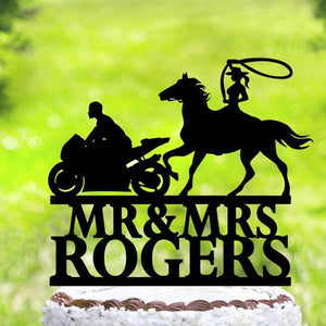 Personalized Cowgirl Wedding Cake Topper